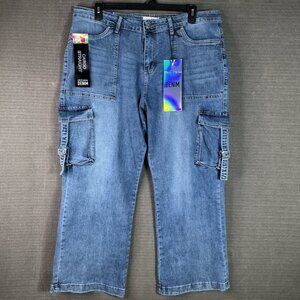 Love Soho Womens Size 22 Blue Cargo Straight Leg Denim Jeans